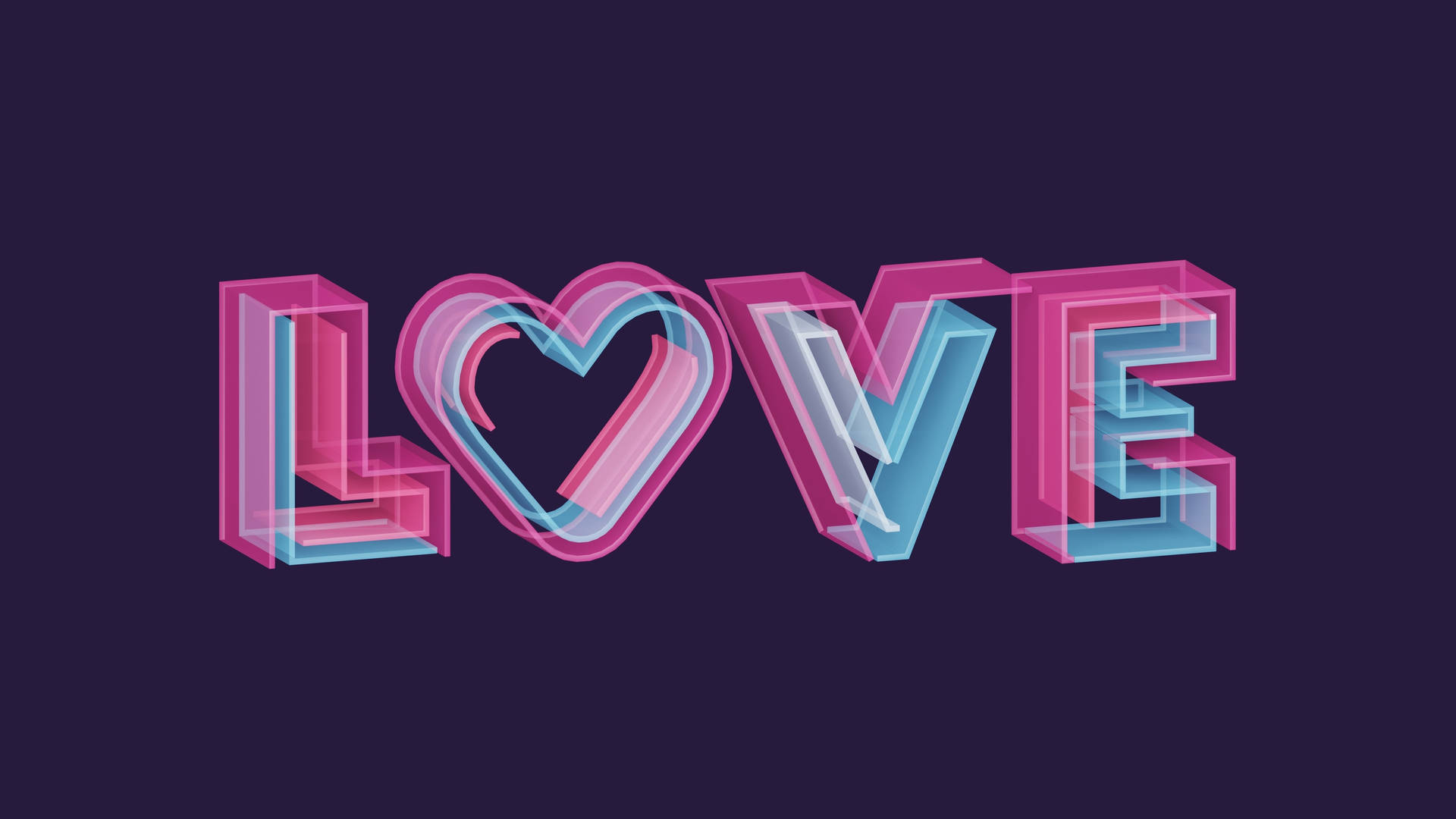 Colorful Love And Purple Heart Desktop Wallpaper Wallpaper