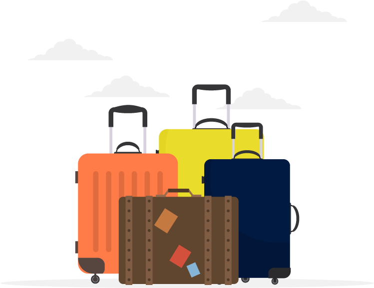 Colorful Luggage Collection PNG