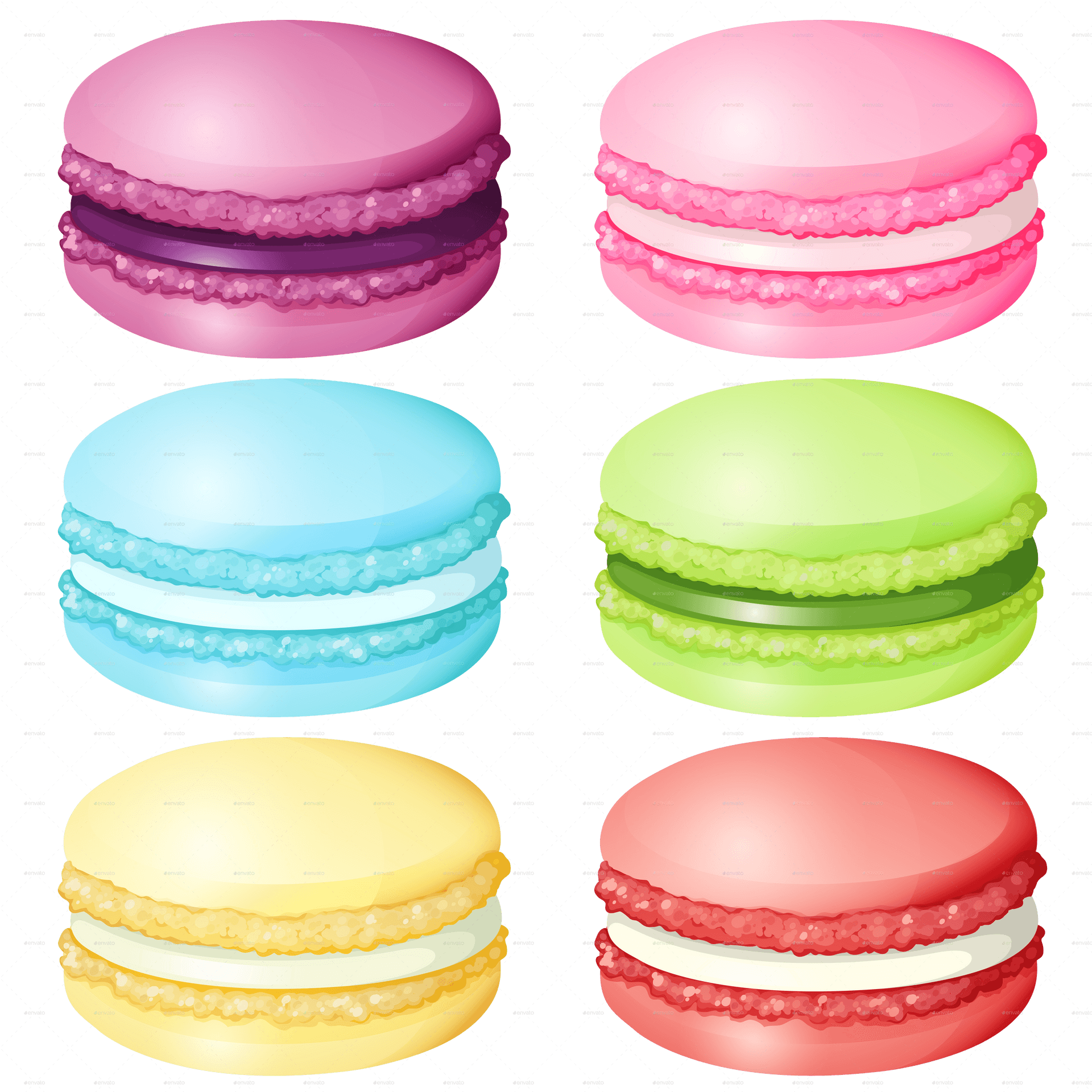 Colorful Macarons Collection PNG