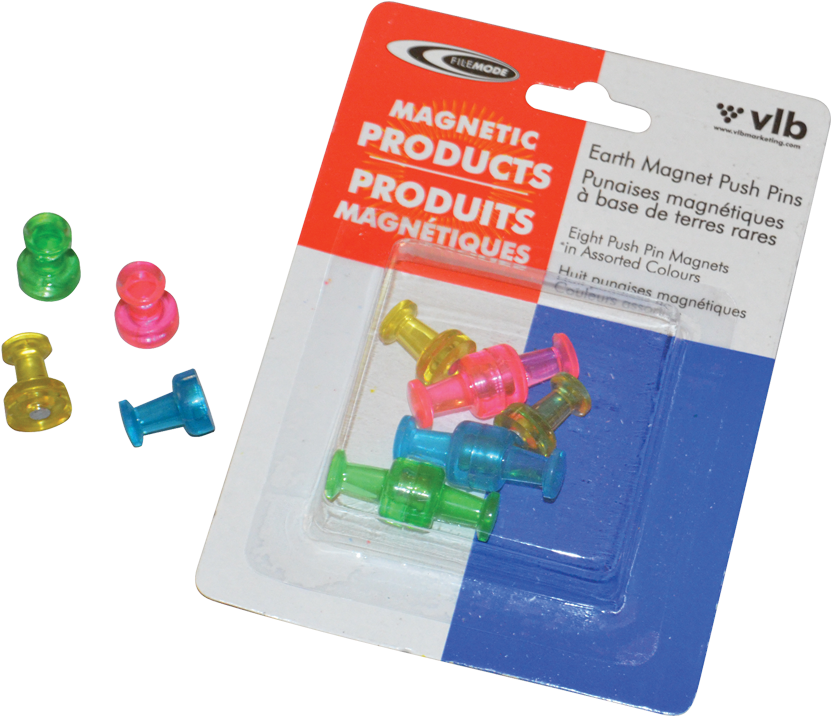 Colorful Magnetic Push Pins Packaging PNG