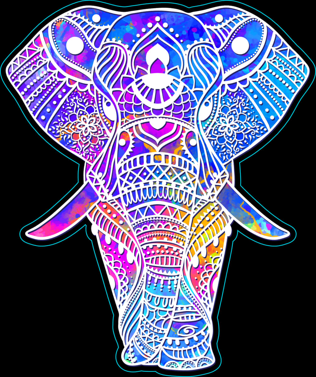 Colorful Mandala Elephant Artwork PNG