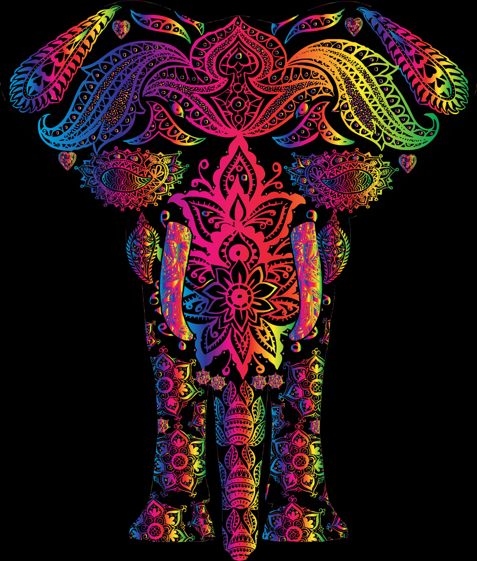 Colorful Mandala Elephant Illustration PNG