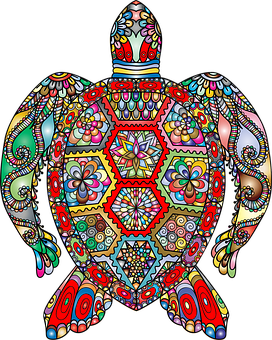 Colorful Mandala Turtle Artwork PNG