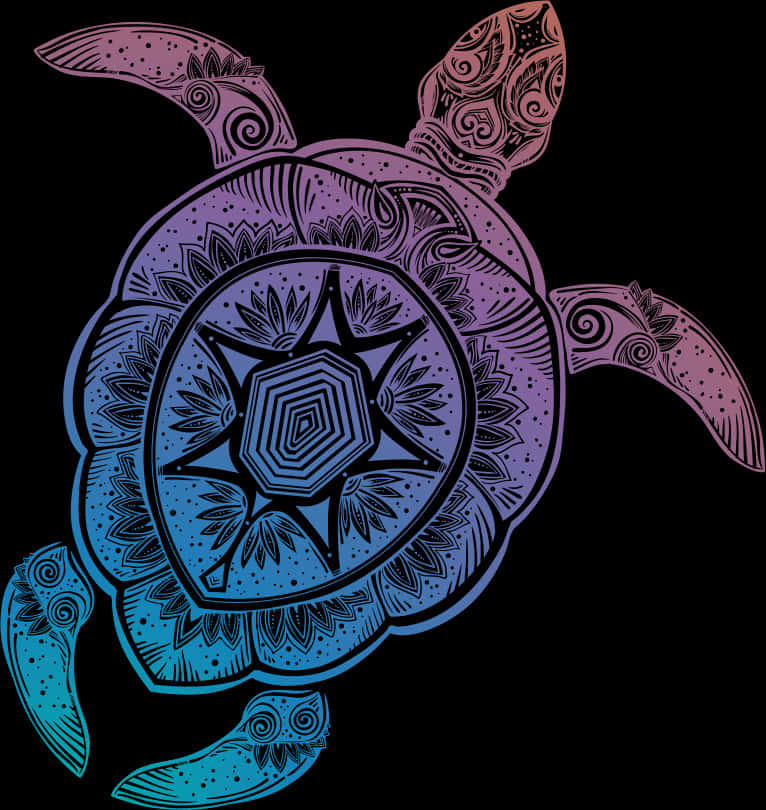 Colorful Mandala Turtle Artwork PNG