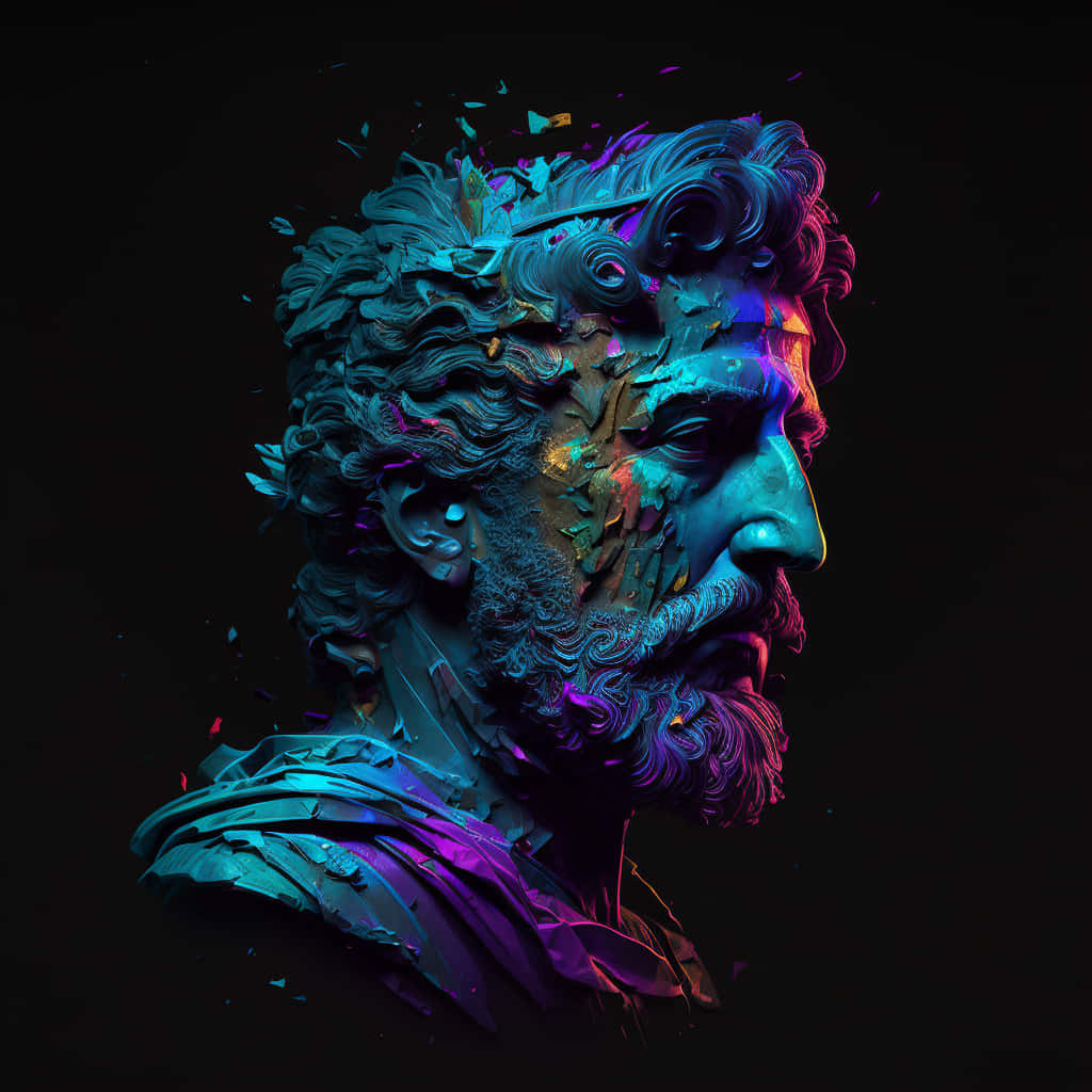 Colorful Marcus Aurelius Bust Artwork Wallpaper