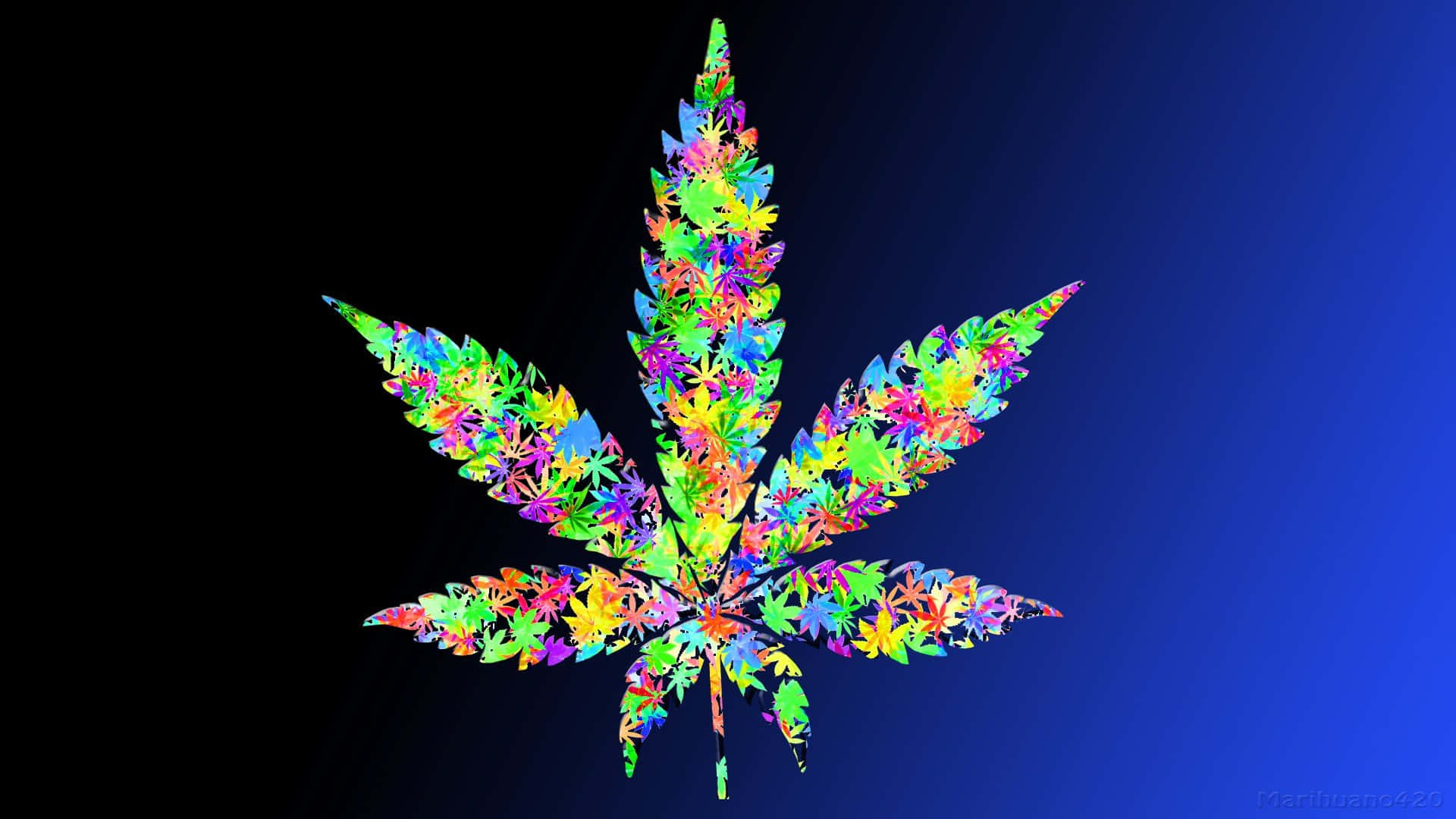 Fogliadi Marijuana Colorata. Sfondo