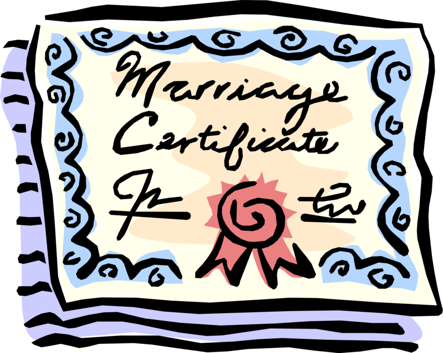Colorful Marriage Certificate Clipart PNG