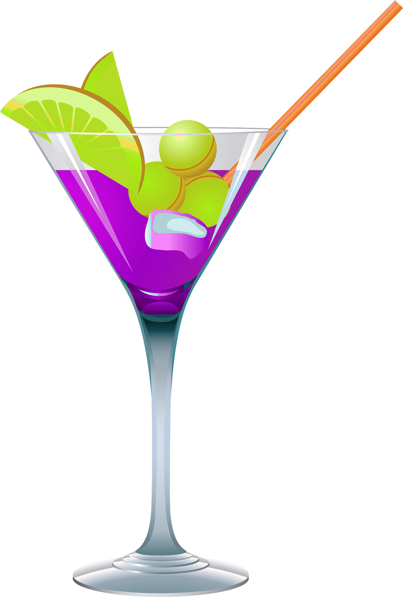Colorful Martini Cocktail Illustration PNG