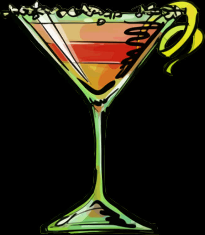 Colorful Martini Glass Art PNG