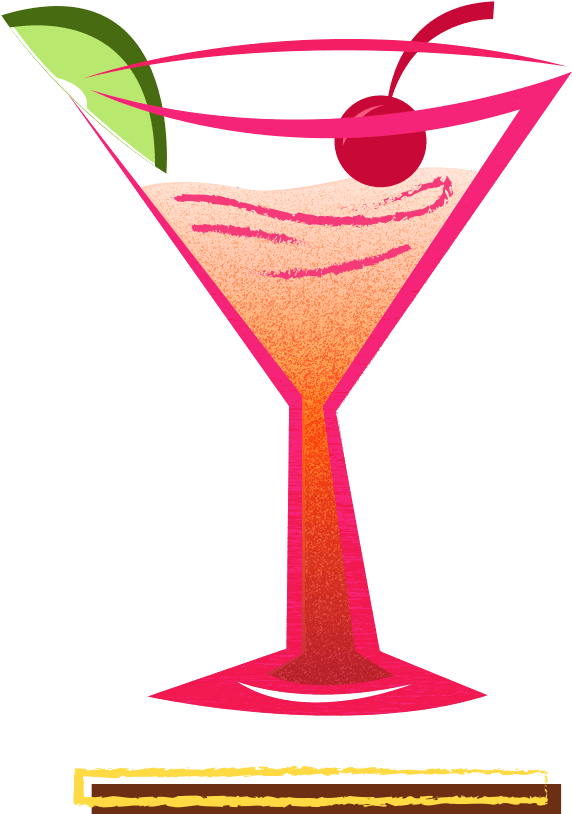 Colorful Martini Glass Illustration PNG