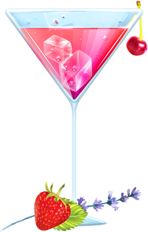 Colorful Martiniwith Cherryand Strawberry PNG