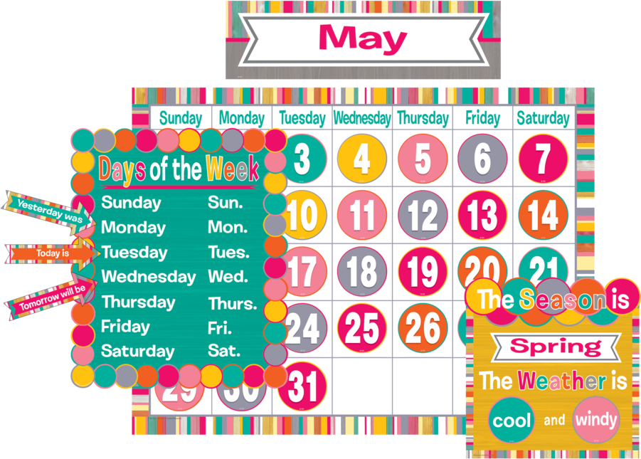 Colorful May Calendar Clipart PNG