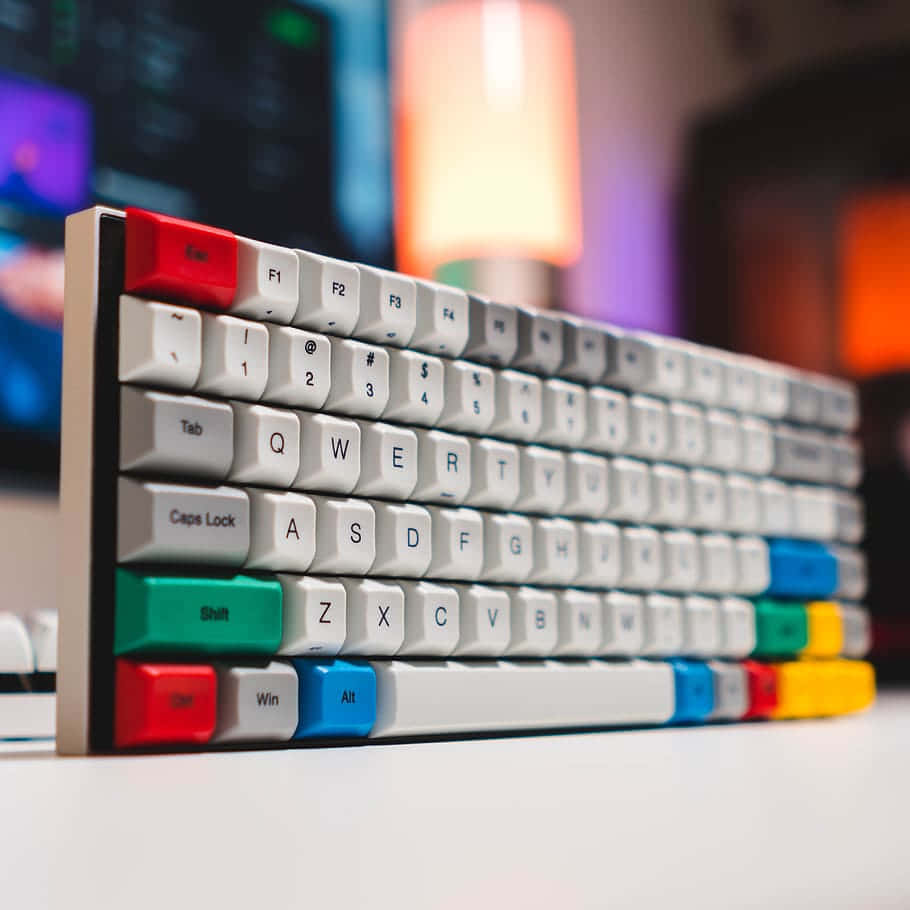 Colorful Mechanical Keyboard Retro Tech Wallpaper