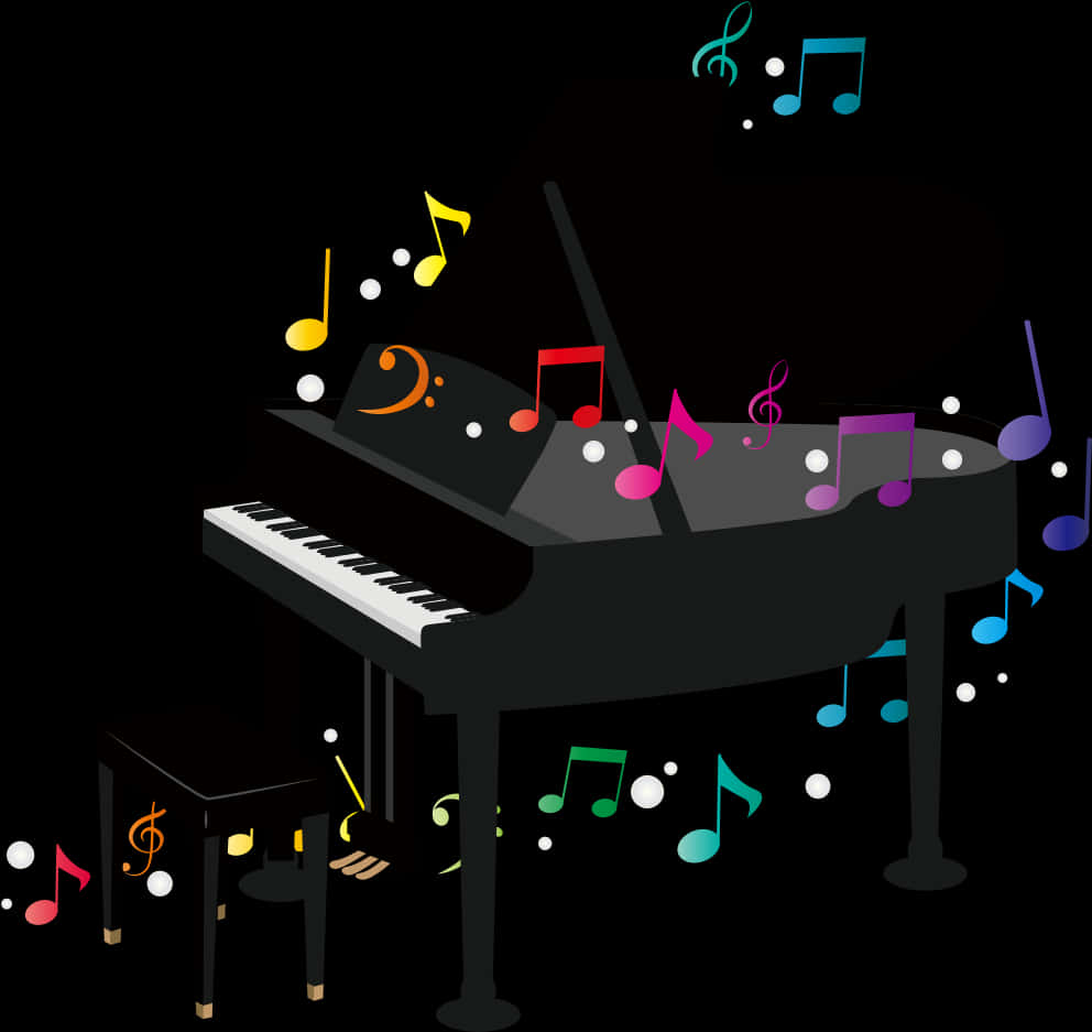 Colorful Melody Piano Illustration PNG