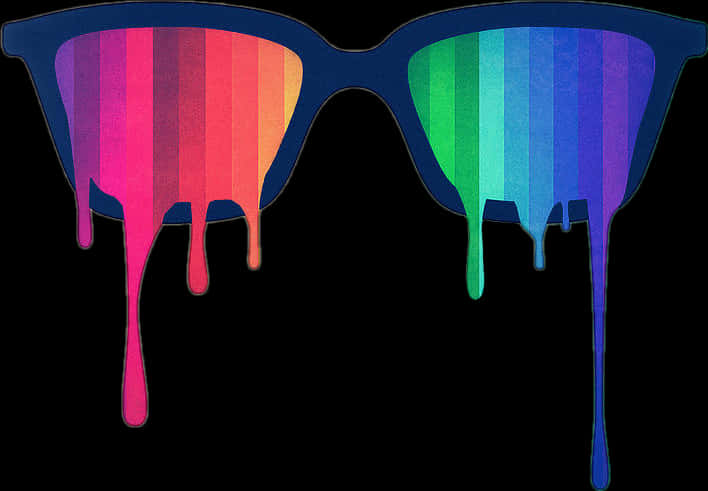 Colorful Melted Sunglasses Artwork PNG
