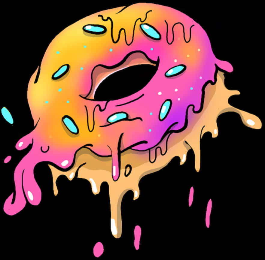 Colorful Melting Donut Illustration PNG