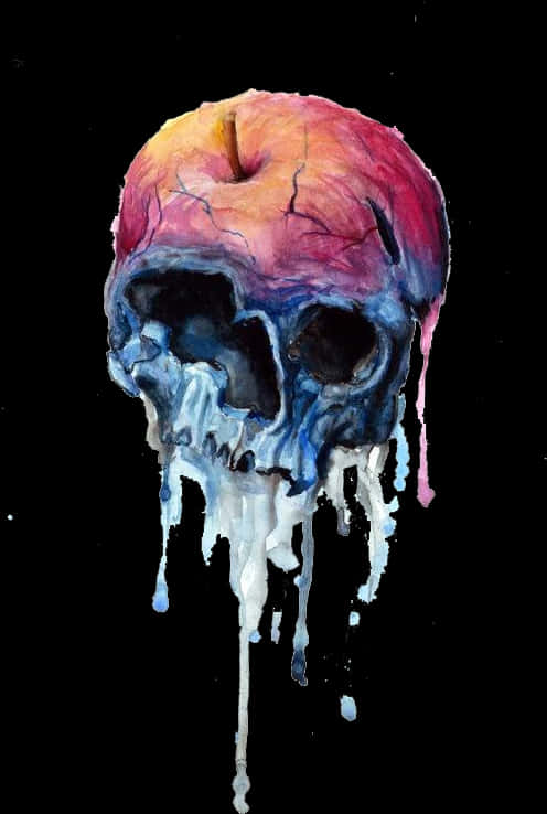 Colorful Melting Skull Artwork PNG