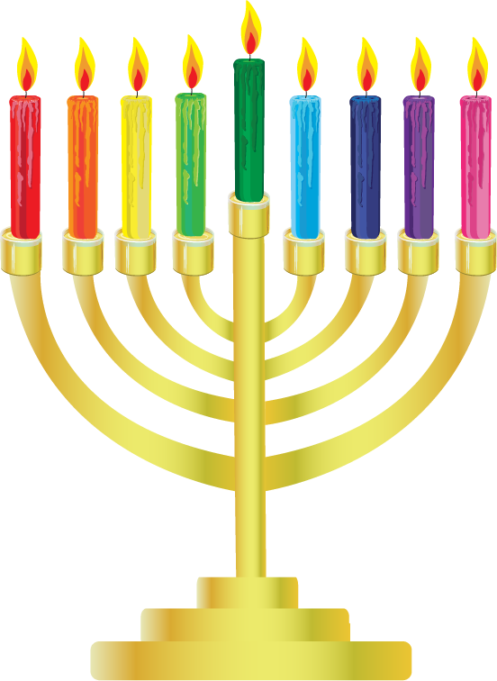 Colorful Menorah Hanukkah Celebration PNG