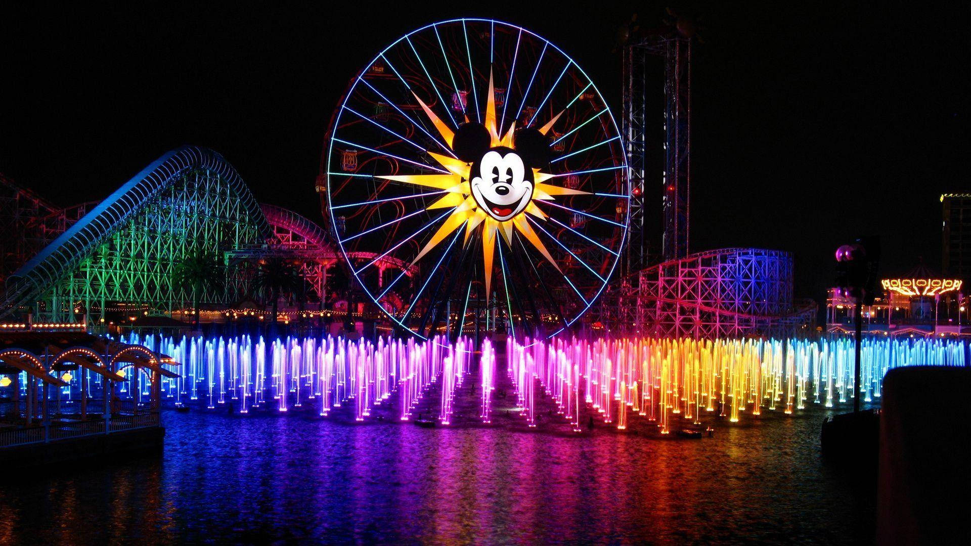 Colorful Mickey Mouse Ferris Wheel Wallpaper