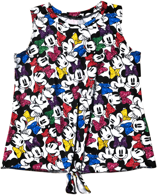 Colorful Minnie Mouse Pattern Tank Top PNG