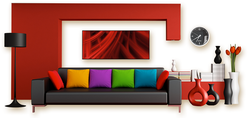 Colorful Modern Living Room Decor PNG