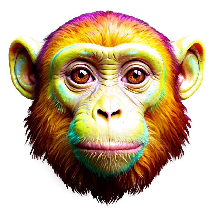 Colorful Monkey Face Artwork Png Vwe PNG