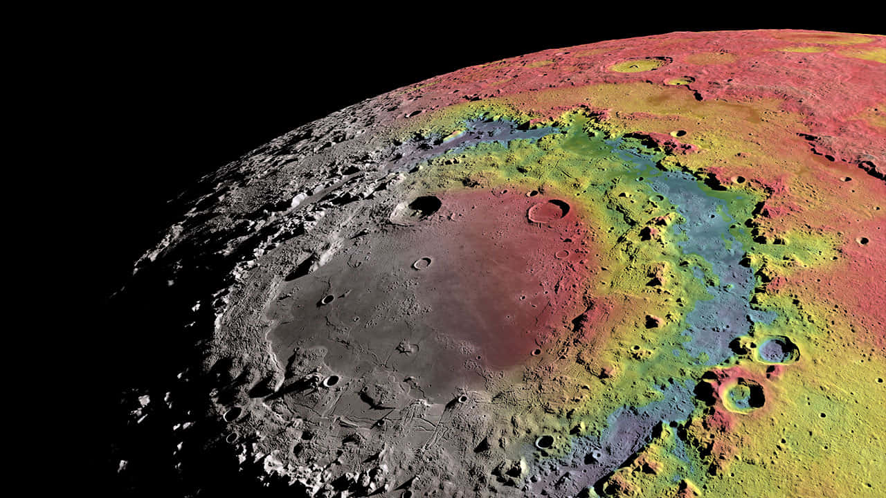 Kleurrijke Maankrater Topografie Achtergrond