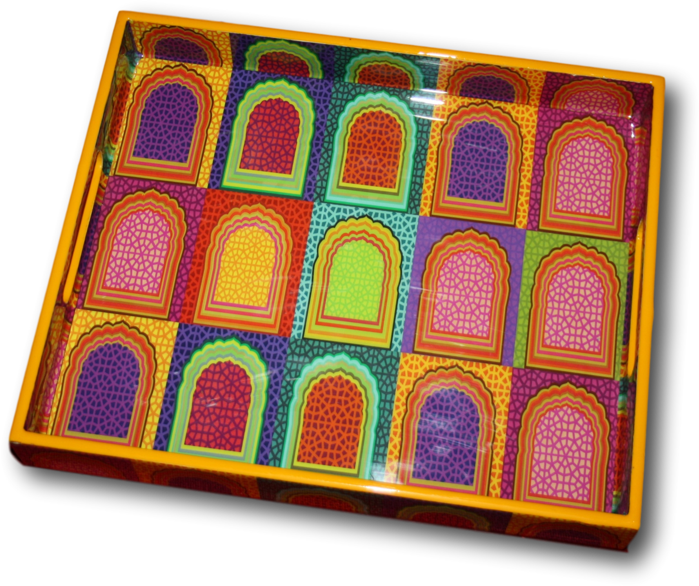 Colorful Moroccan Tile Tray PNG