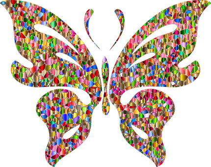 Colorful Mosaic Butterfly PNG