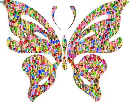 Colorful Mosaic Butterfly Artwork PNG