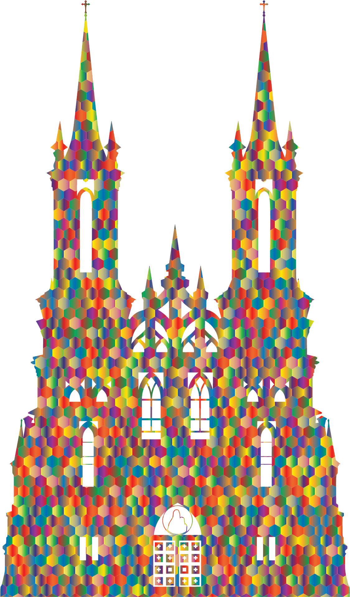 Colorful Mosaic Castle Silhouette.png PNG
