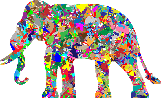 Colorful Mosaic Elephant Artwork PNG