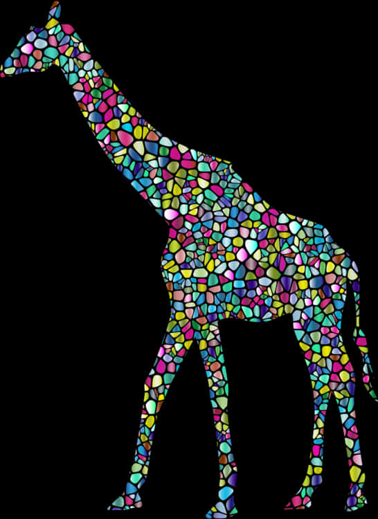 Colorful Mosaic Giraffe Artwork PNG