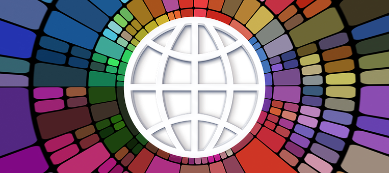 Colorful Mosaic Globe Background PNG