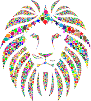 Colorful Mosaic Lion Art PNG