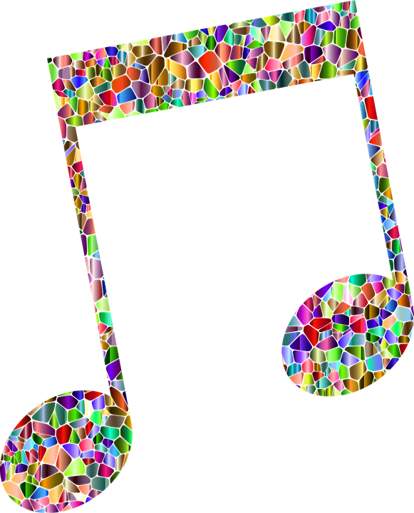 Colorful Mosaic Music Note PNG