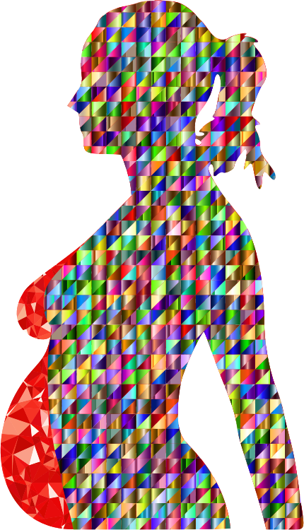 Colorful Mosaic Pregnant Silhouette PNG