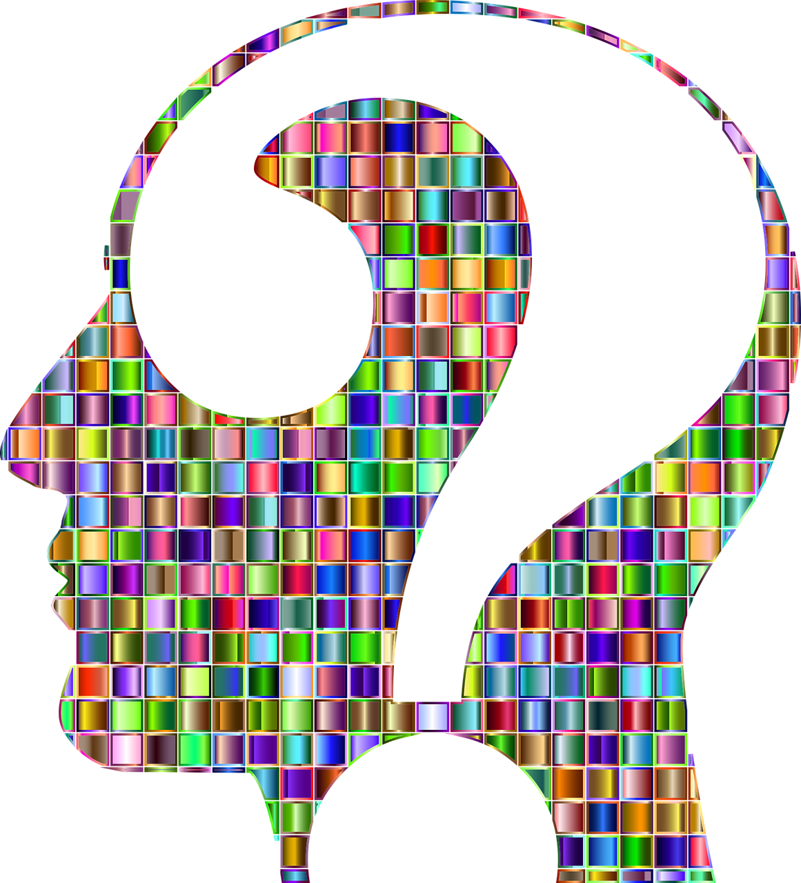 Colorful Mosaic Question Mark Profile PNG