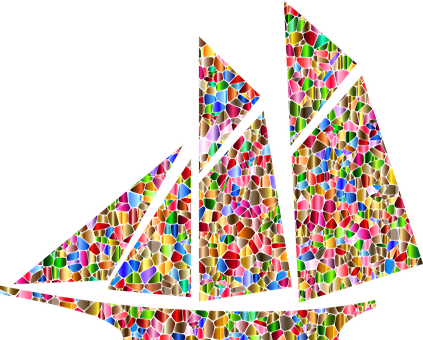 Colorful_ Mosaic_ Sailboat_ Artwork PNG