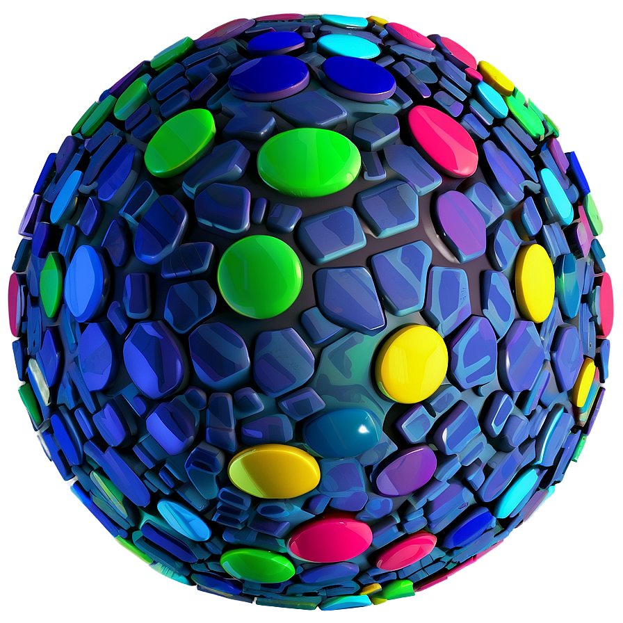 Colorful Mosaic Sphere3 D Render PNG