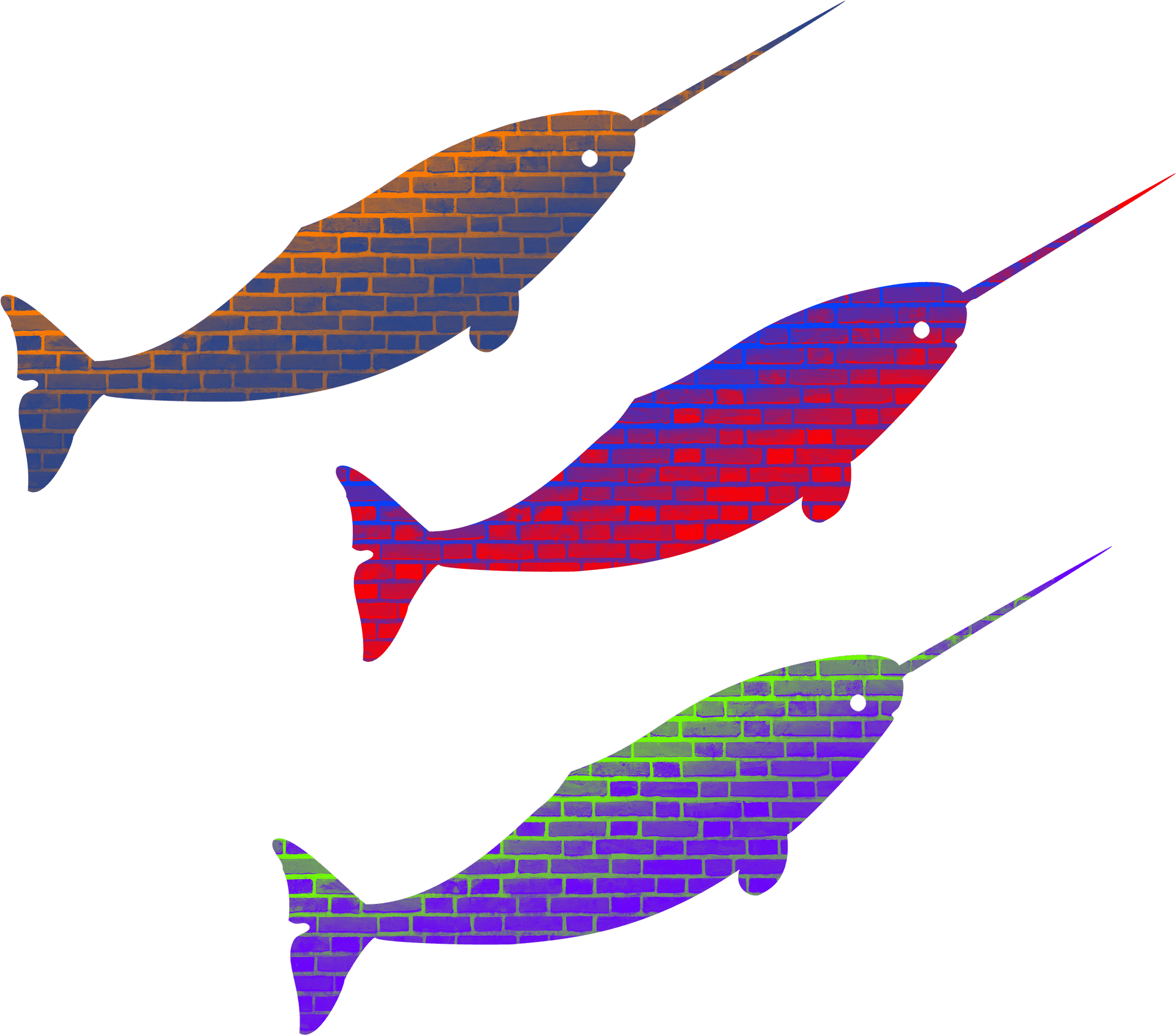 Colorful Mosaic Swordfish Trio PNG