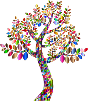 Colorful Mosaic Tree Art PNG
