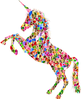 Colorful Mosaic Unicorn PNG