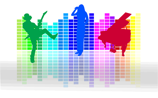 Colorful Music Band Silhouettes PNG