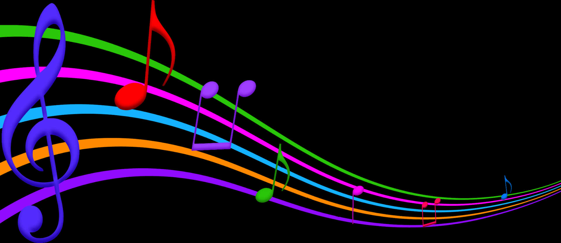 Colorful Music Notes Background PNG