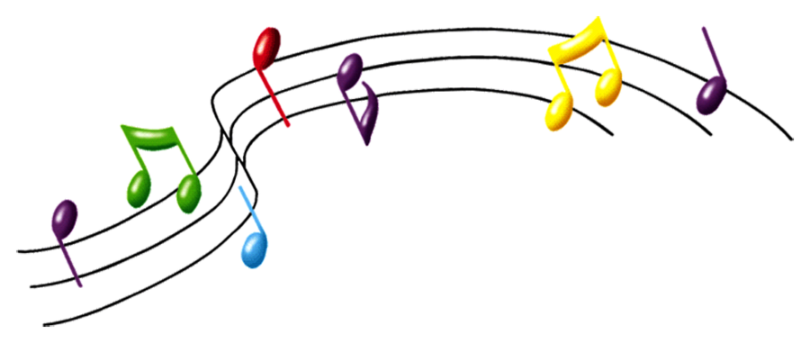 Colorful_ Music_ Notes_on_ Staff PNG