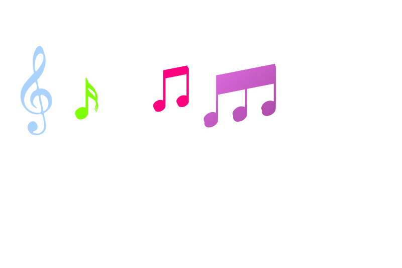 Colorful Music Noteson Black Background PNG