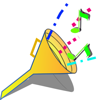 Colorful_ Musical_ Horn_and_ Notes PNG