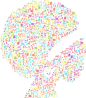 Colorful Musical Notes African Continent Silhouette PNG