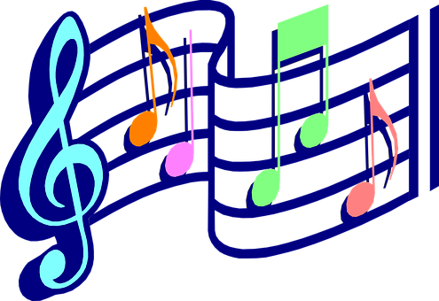 Colorful_ Musical_ Notes_and_ Staff PNG
